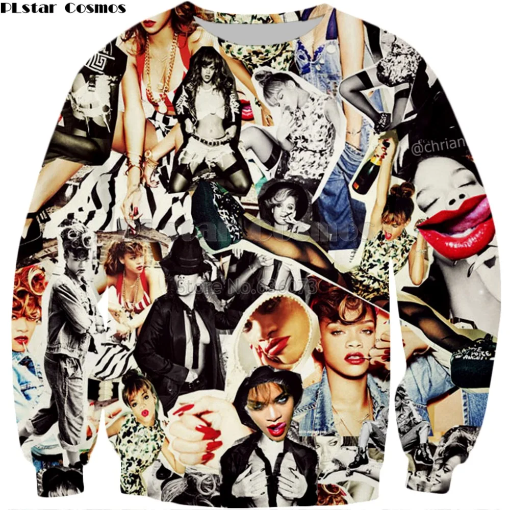  PLstar Cosmos Brand clothing 2020 New Fashion Hoodie Rihanna Funny character collage 3D Print Men's