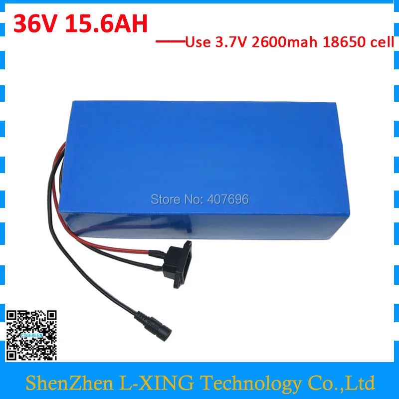 

Free customs fee battery pack 36V 15.6AH electric bike battery 36V 16AH use 3.7V 2600mah cell 15A BMS with 2A Charger
