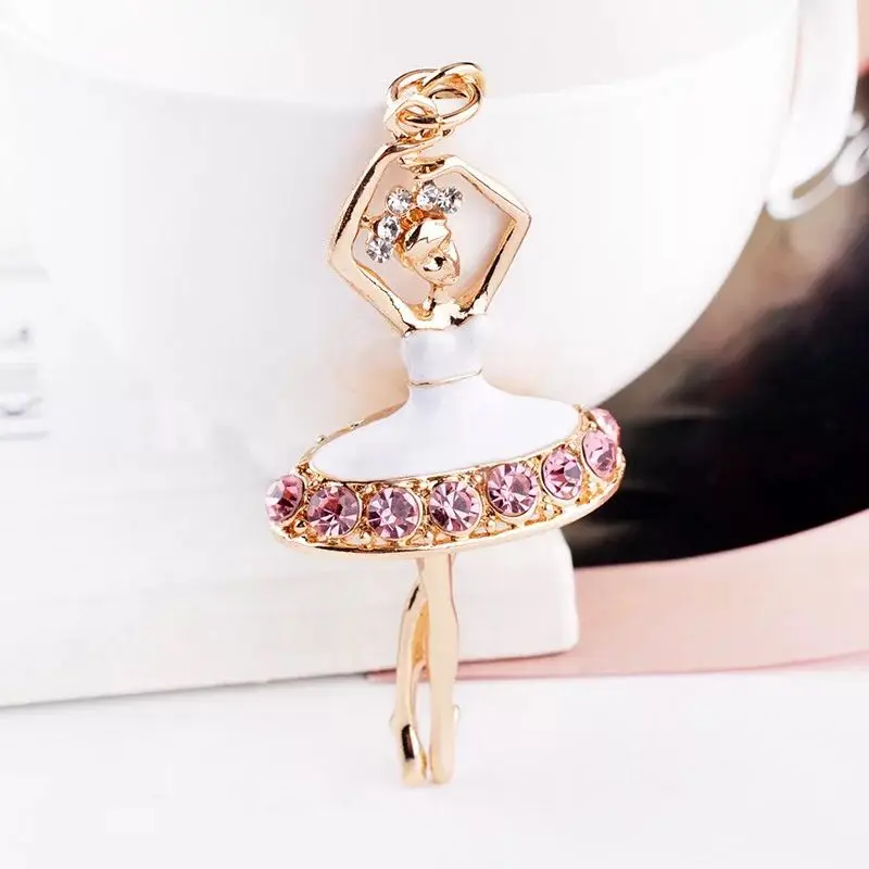 

New Crystal Fashion Ballerina Girl Keychain Exquisite Girl Car Keyring Female bag pendant accessories key chains