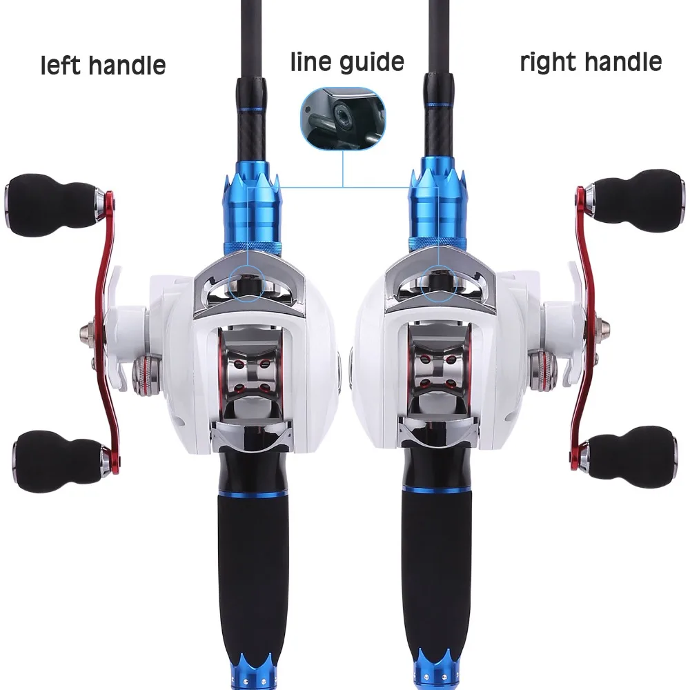 Sougayilang Fishing Rod Combo 2.1M Carbon Fishing Rod 4 Sections Spinning Lure Rod and Baitcasting Reel Fishing Tackle Set Kit