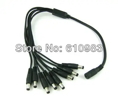 

Free shipping 1 piece DC female Jack to male Plug power 1 in 8 connectors Splitter Cable for cctv camera