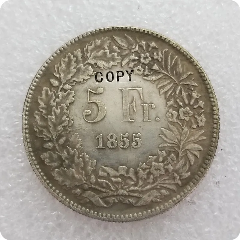 1855 Швейцария 5 Франковская Монета КОПИЯ