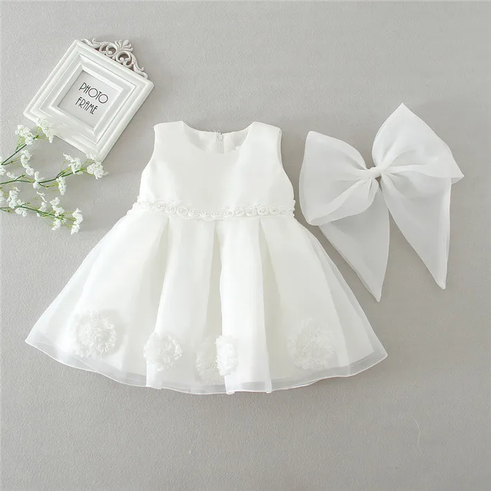Ivory Newborn Baby Clothes Girls Dresses for 0 2T Flower Girl Dress Formal Gowns Christmas Birthday