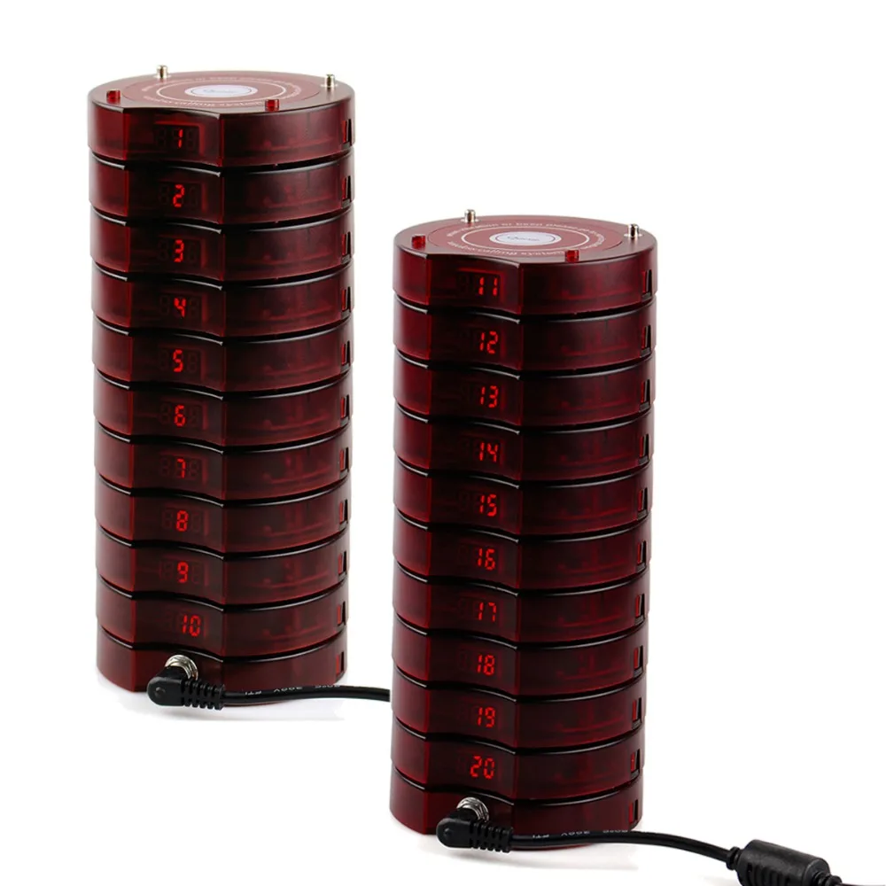 20Pcs Coaster Pagers 2Pcs font b Charger b font Base Restaurants Equipments Restaurant Pager font b
