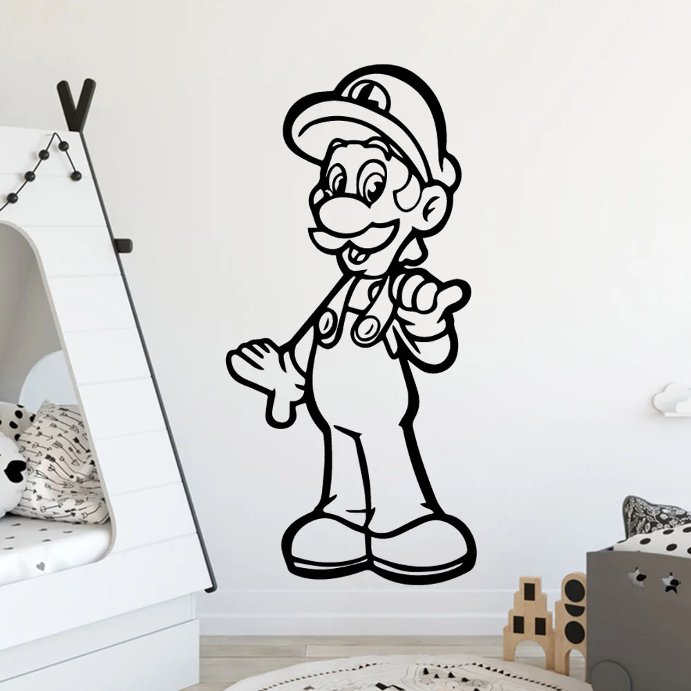 Мультяшный стиль, Супер Марио, стикер на стену, геймер, фрески, наклейка, декор для спальни, для детской комнаты, украшение, Gameroom, Декор, обои
