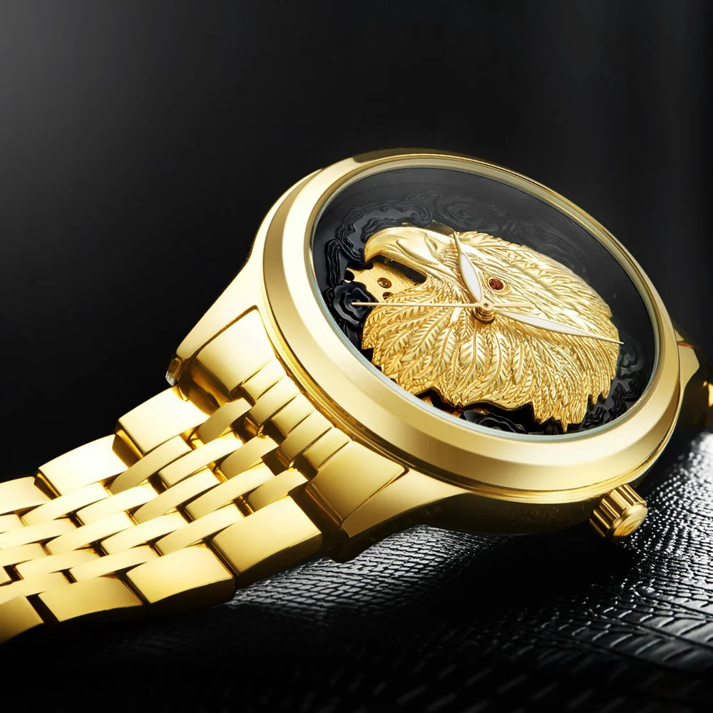0TEVISE Luxury Gold Watch Men Automatic Men Watches Luminous Hands Animal Eagle Mechanical Wristwatches 2018 New Clock Men (6)