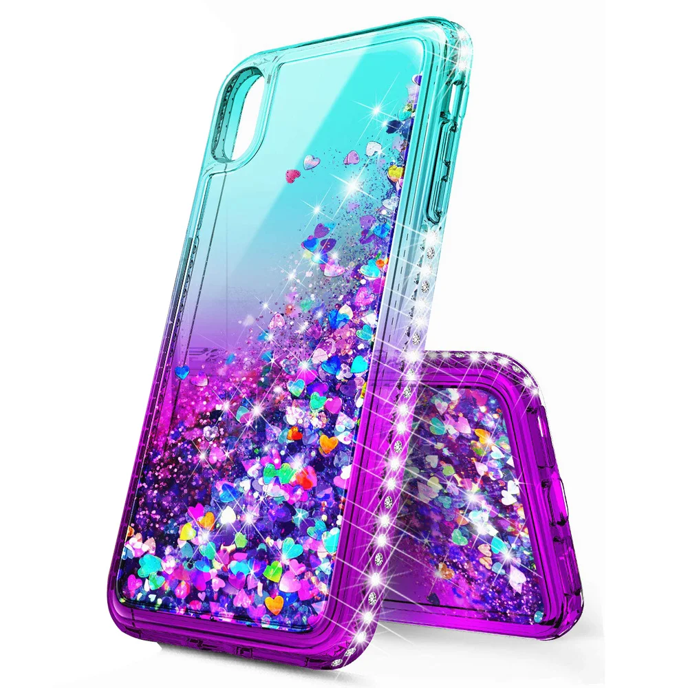 Чехол для iPhone X XR XS Max роскошный чехол с жидкостью и сыпучим песком Блестящий