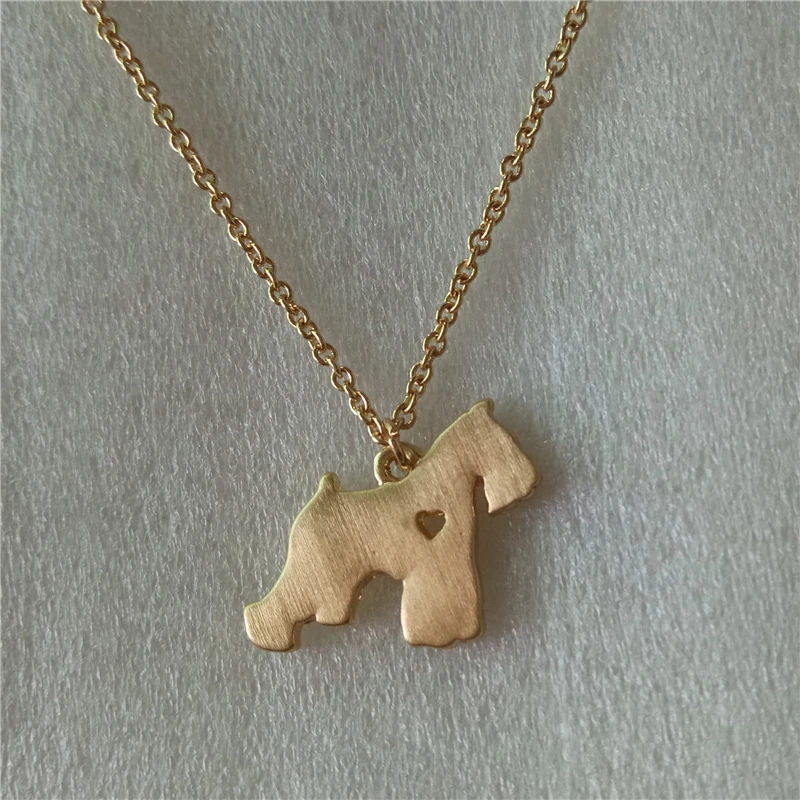 

D003_Fashion Schnauzer Necklace, Schnauzer Charm Jewelry-Solid Gold/Silver Dog Necklace-Dog Charm Pet Memorial Gift