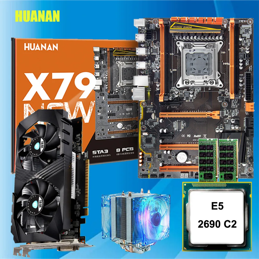HUANAN X79 deluxe gaming motherboard CPU RAM set with cooler E5 2690 C2 ...