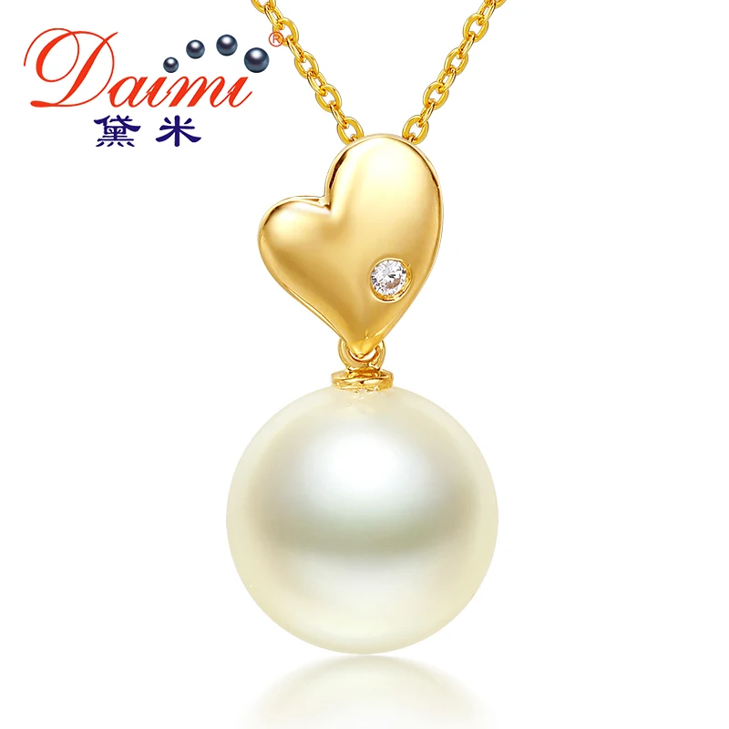 

DAIMI 11-12mm South Sea Pearl Pendant White With A Little Gold Color 14k Yellow Gold Heart Pendant Brand Jewelry christmas gifts