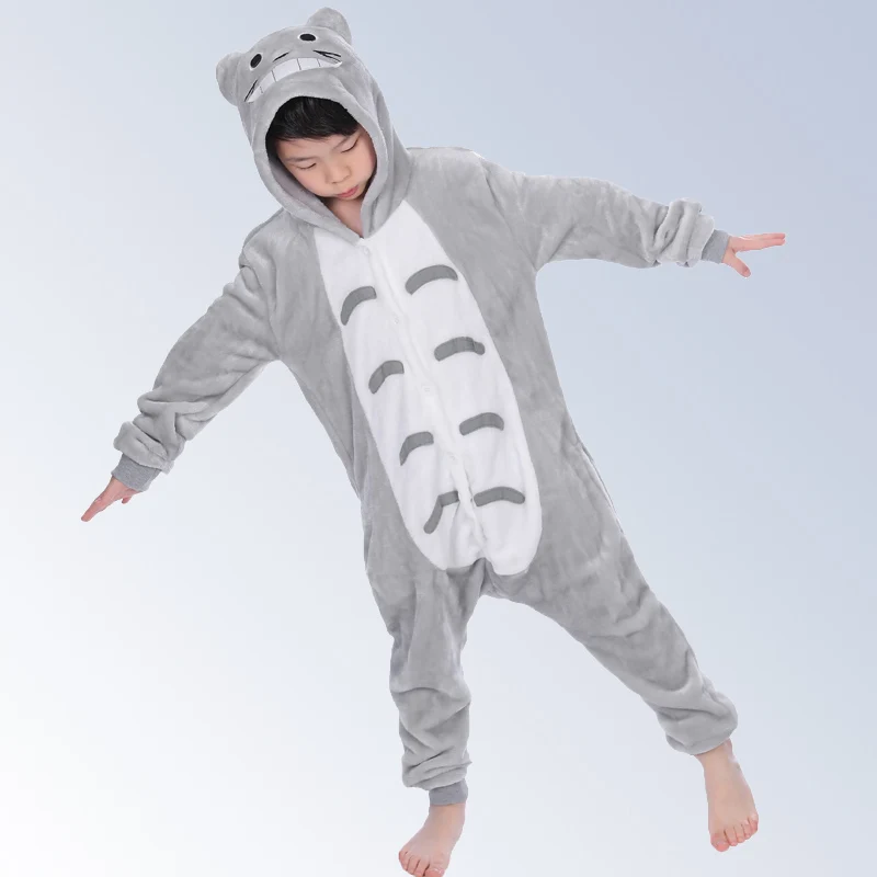 Animal Totoro Pyjamas Baby Autumn Winter Flannel Boys Girls Pajamas Cute Hooded Kids Sleepwear Pijamas cosplay Onesie 4-12Year