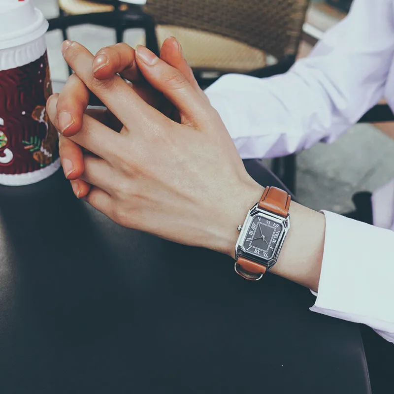 

Art style vintage women simple roma number fashion rectangle retro watch 2018 BGG brand ladies elegant leather Watches gifts
