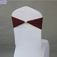 Burgandy цветная Подвязка из спандекса для стула ленты для свадебных стульев с блестящей пряжкой на ремне в середине лайкра стрейч свадебное кресло створки