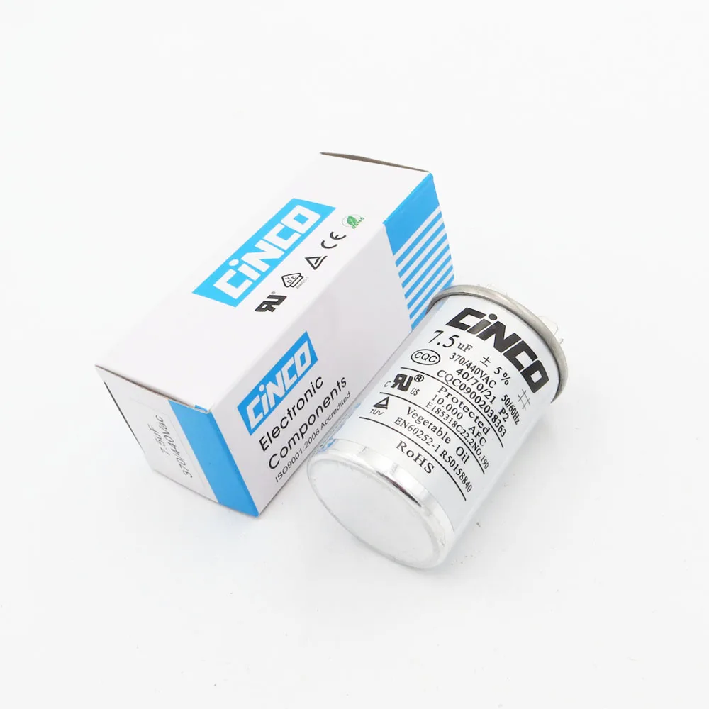 

7.5uF 370/440VAC Run Capacitor Air Conditioner Compressor Motor Start Capacitor CBB65 Aluminum Can P2 CBB65A-1 7.5mfd 7.5mf 450V