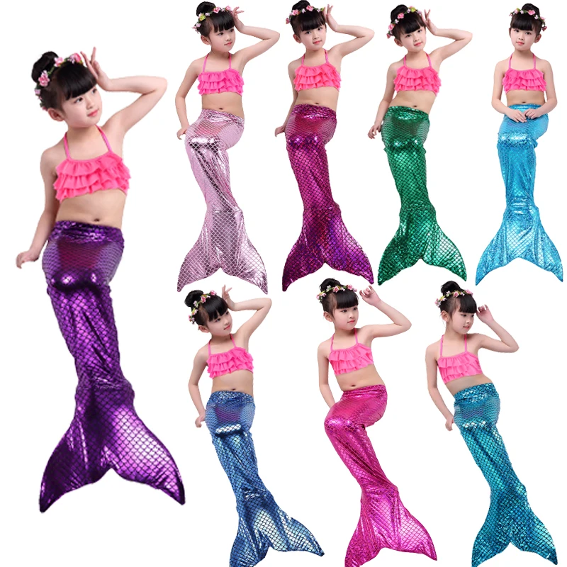 4PCS/SET Baby Girls Mermaid Tail Dress With Monofin Costume Mermaid