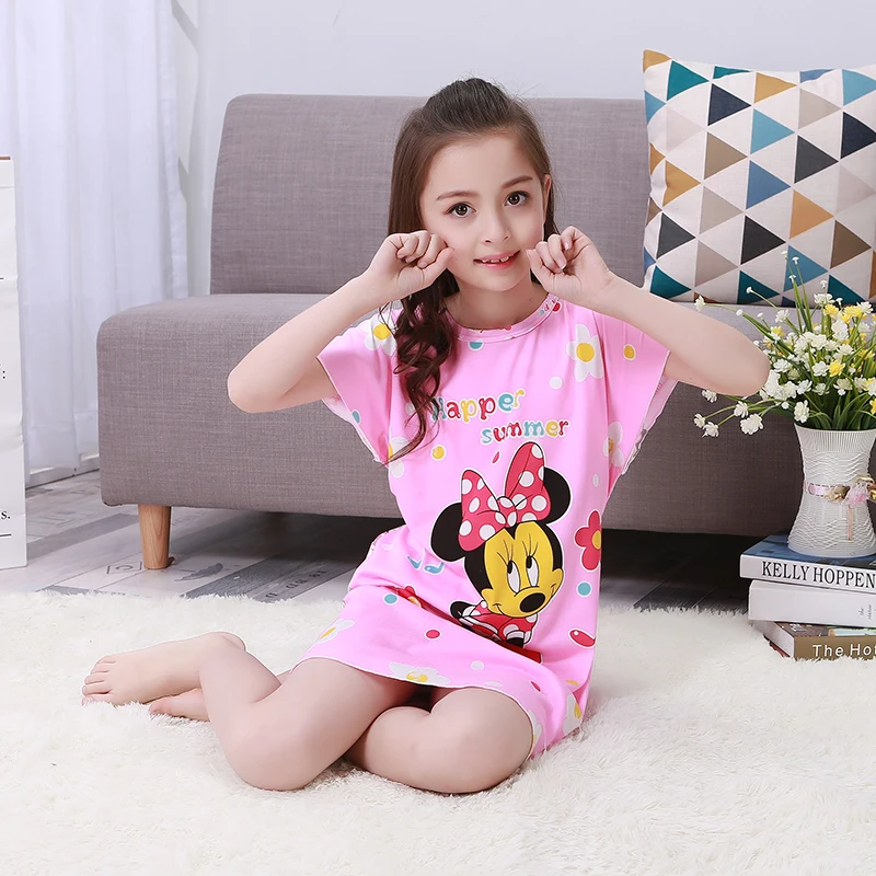 AA860 Big girls summer short sleeve Nightgown Pajamas kids lovely