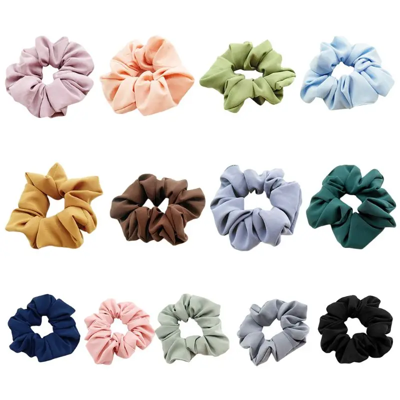 

13 Colors Korean Plain Solid Color Large Intestine Scrunchies Women Sweet Girls Casual Hair Rope Elastic Ruched Ponytail Holder