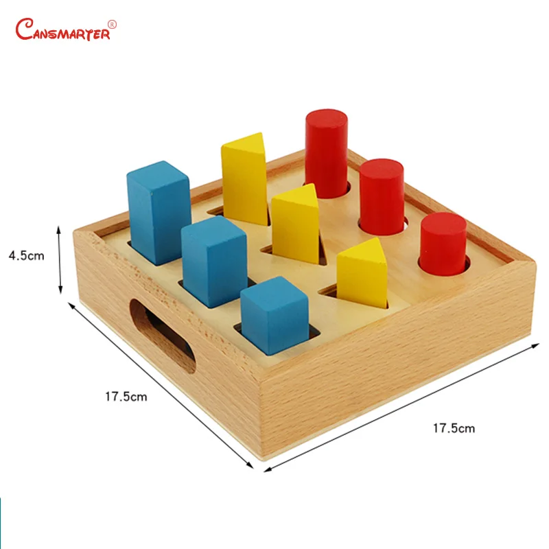  Sensory Toys Montessori Geometric Block Cylinder Beechwood Educational Teaching Toys 3-6 Year Baby  - 33036848635