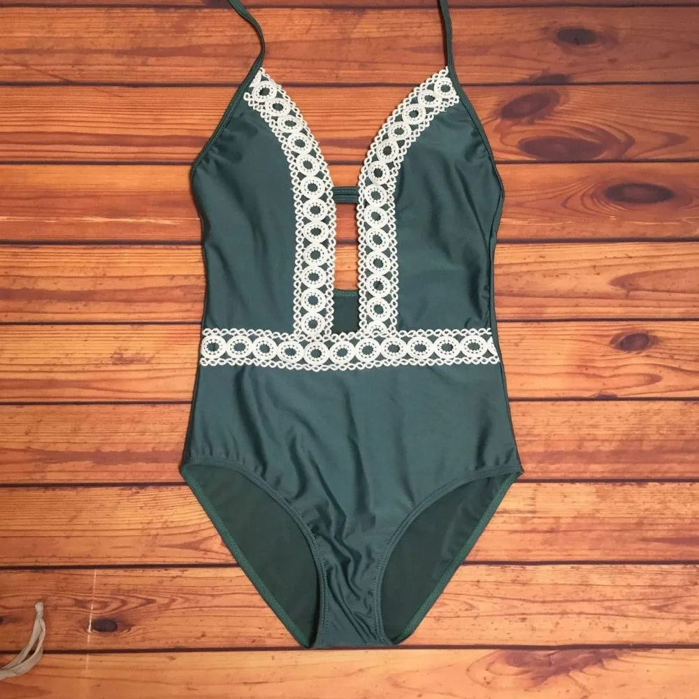 

2018 New Sexy Patchwork Vintage Push Up One Piece Women Swimsuit Brazilian Bikini Sets Beach Bathing Swimwear Monokini