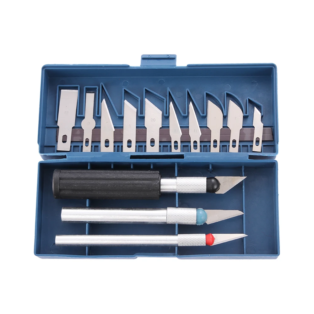 

DAYFULI New With Box Model Tool Making 13Blade Polymer Clay Multifunction Pen Knifes Metal Scalpel Knife Tools Kit Knife Handles