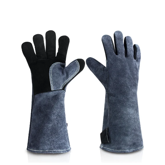 

Work Glove Welder's Cowskin Leather Barbecue Gloves Working Garden Protective Cut Resistant Long Sleeve Glove 2415 BBQ