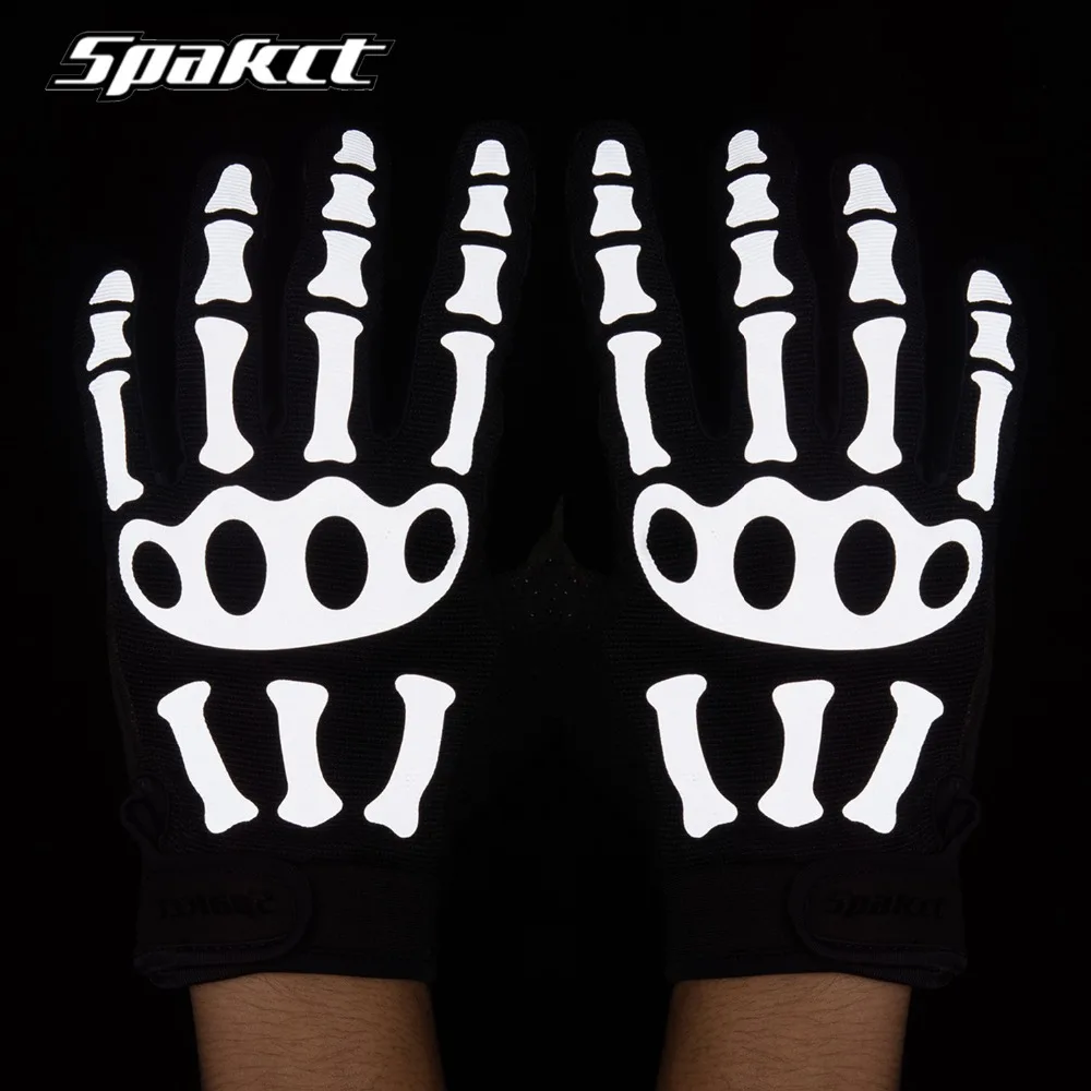 Cycling Bike Gloves Touch Screen Full Finger Bicycle Gloves Reflective Skeleton