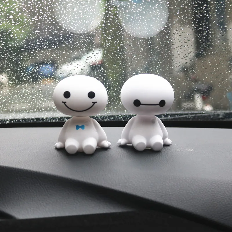 Мультяшный пластиковый робот Baymax с качающейся головой, фигурка автомобиля, украшения для автомобиля, украшения интерьера, большие куклы героев, игрушки, украшение для автомобиля