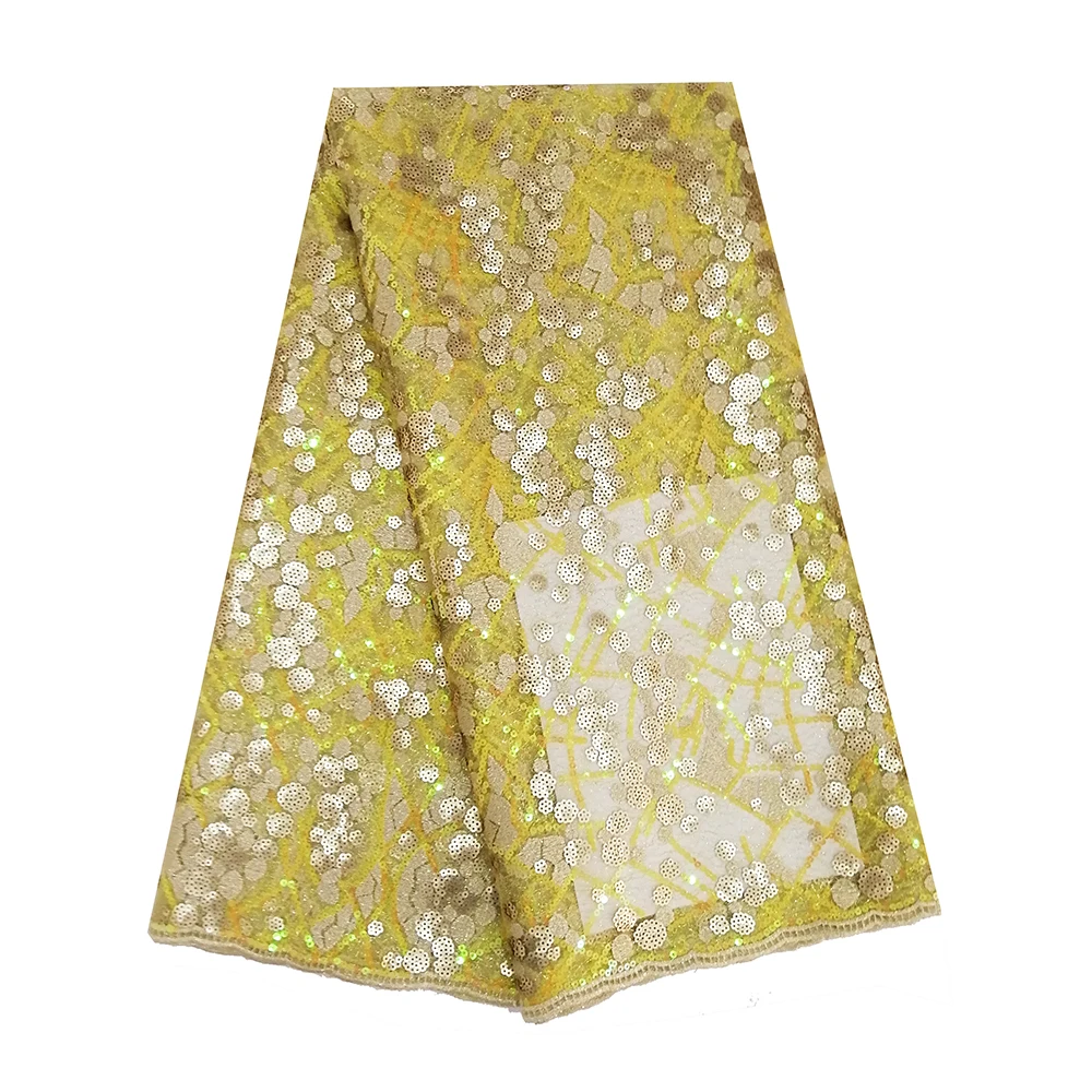 

5 Yards Yellow Sequence Lace Fabric Shiny African Lace Fabric High Quality 2019 Mixed Net Lace Mesh Fabric for Women Dresses