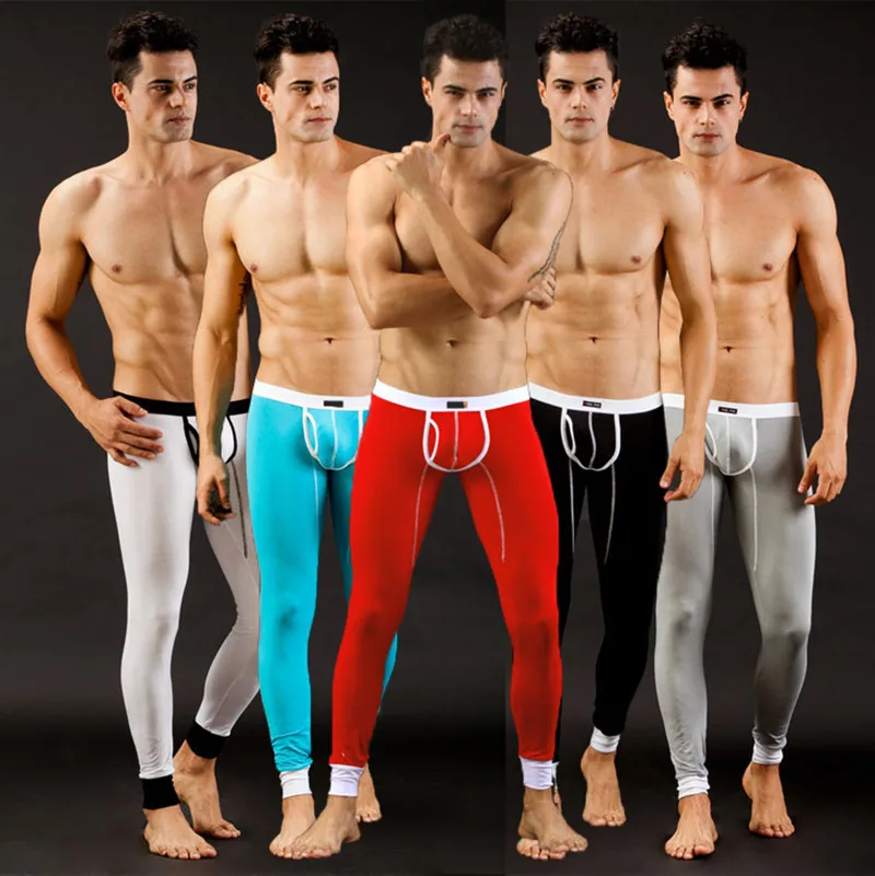 WJ Брендовые мужские кальсоны, теплые штаны, тонкие эластичные мужские Модальные трусы с низкой талией, сексуальное мужское нижнее белье, обтягивающие леггинсы, кальсоны