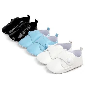 

Infant Baby Moccasins Prewalker Toddler Crib Shoes PU leather Baby First Walker Shoes Soft Soled Black