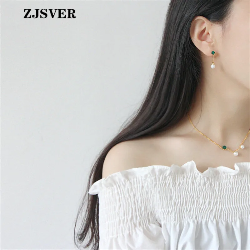 ZJSVER 925 пробы серебряные ювелирные изделия набор спичек форма с жемчугом ожерелье