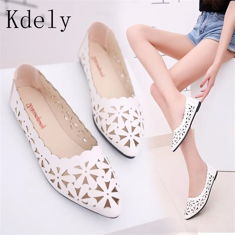 

HOT 2019 Women's Shoes New Fashion Spring Summer Shoes Shallow Low Heel Hollow Out Flower Shape Nude Shoes Pointed Toe Shoes