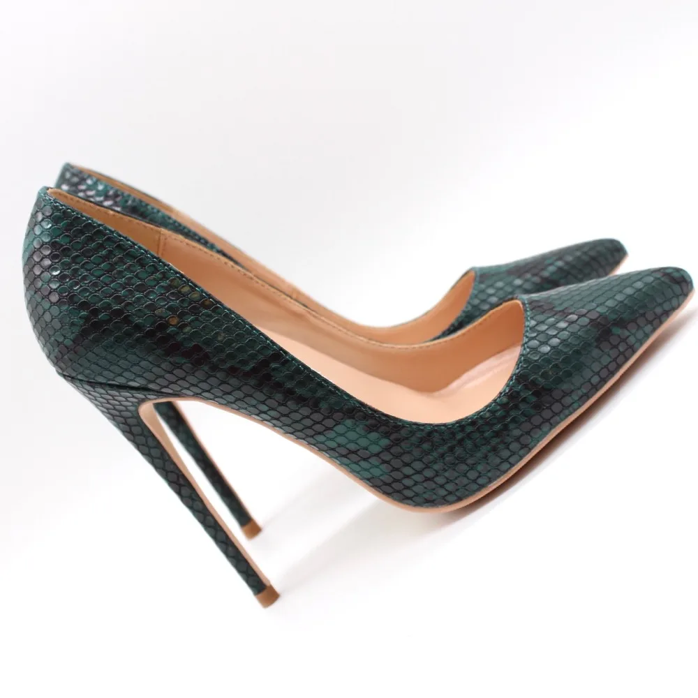

2019 Fashion free shipping Women lady green python snake Leather Poined Toe Stiletto high heel pump HIGH-HEELED SHOE Wedding