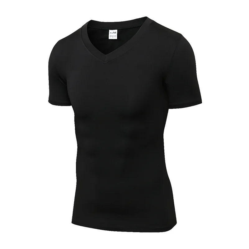 V Neck Men Sports T Shirts Short Sleeve Quick Dry Breathable Running