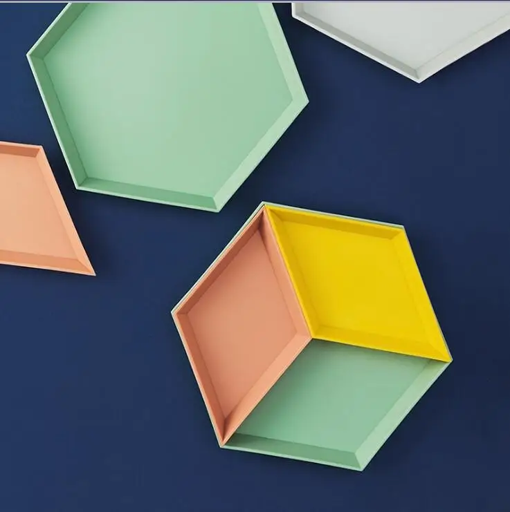 Европейский Креативный геометрический Алмазный композитный ящик для хранения конфет лоток для хранения посуды 4 шт. разноцветные гайки закуски Домашний Органайзер