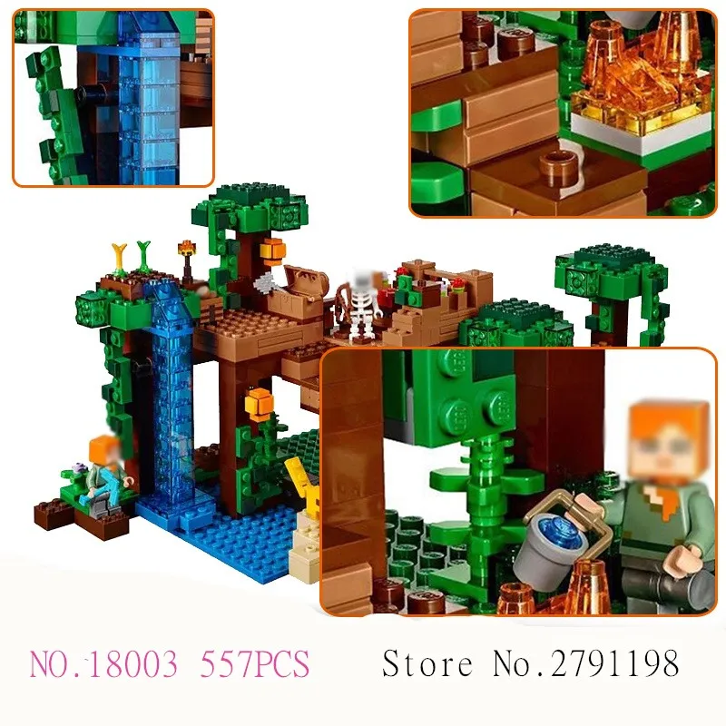 

LEPIN 18003 557pcs Model Building Kit Blocks Bricks of My world The jungle tree house Compatible with 21125 Christmas gift mini