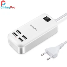 Cinkeypro ЕС Plug 4 порта несколько зарядное устройство USB 15 Вт 3A Smart адаптер мобильного телефона Tablet Зарядное устройство для IPhone IPad