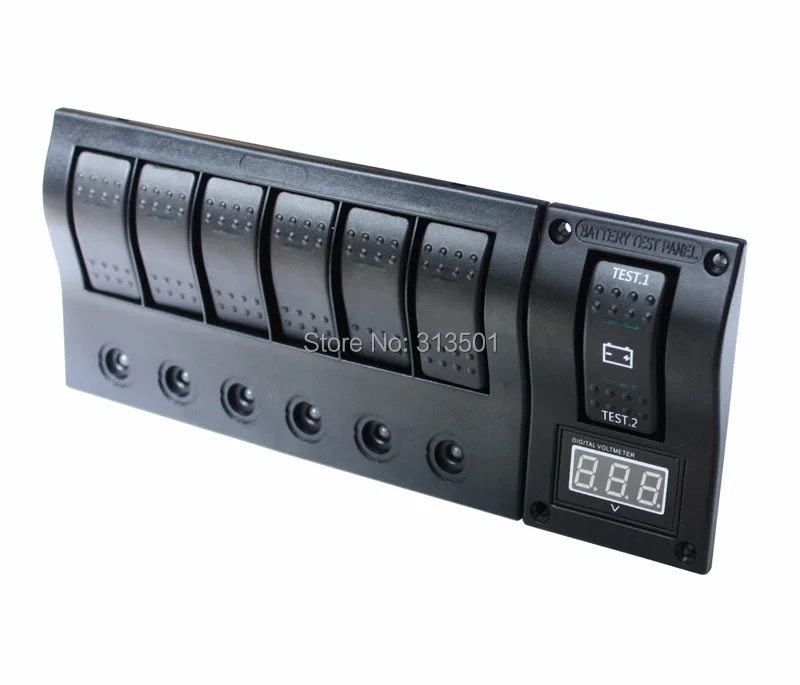 

WATERPROOF 6 GANG ROCKER SWITCH & VOLTMETER BATTERY TEST TESTER PANEL Fr MARINE/BOAT/RV