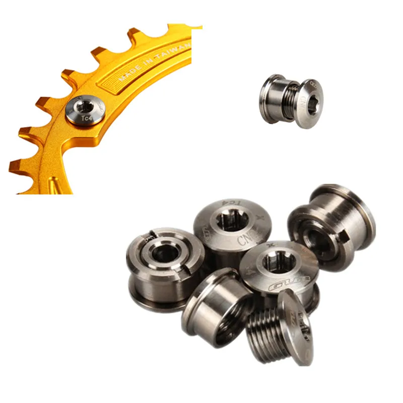 

5pcs/lot Ti titanium crankset chainring Bolts Chain Ring screws nuts for most single chainwheel used Dish Fixing bolts