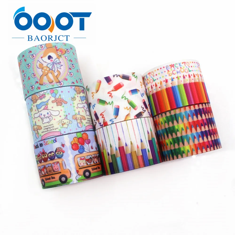 

OOOT BAORJCT I-19423-1054,1-1/2",10yards Cartoon Thermal transfer Printed grosgrain Ribbon,bow cap DIY accessories decorations