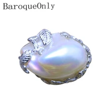 BaroqueOnly винтажные кольца ручной работы с большим жемчугом, регулируемые кольца из серебра 925 пробы с высоким блеском, натуральный пресноводный жемчуг, женские подарки