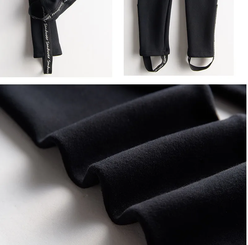 Новые Теплые однотонные осенние и зимние женские штаны с буквенным принтом размера плюс бархатные леггинсы женские бархатные плотные леггинсы