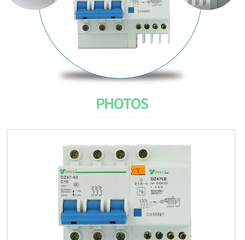 3 P+ N 3 полюса 16A 400В~ небольшой заземления утечки автоматический выключатель бытовой утечки остаточного по току защиты RCBO DZ47LE-C16-3p