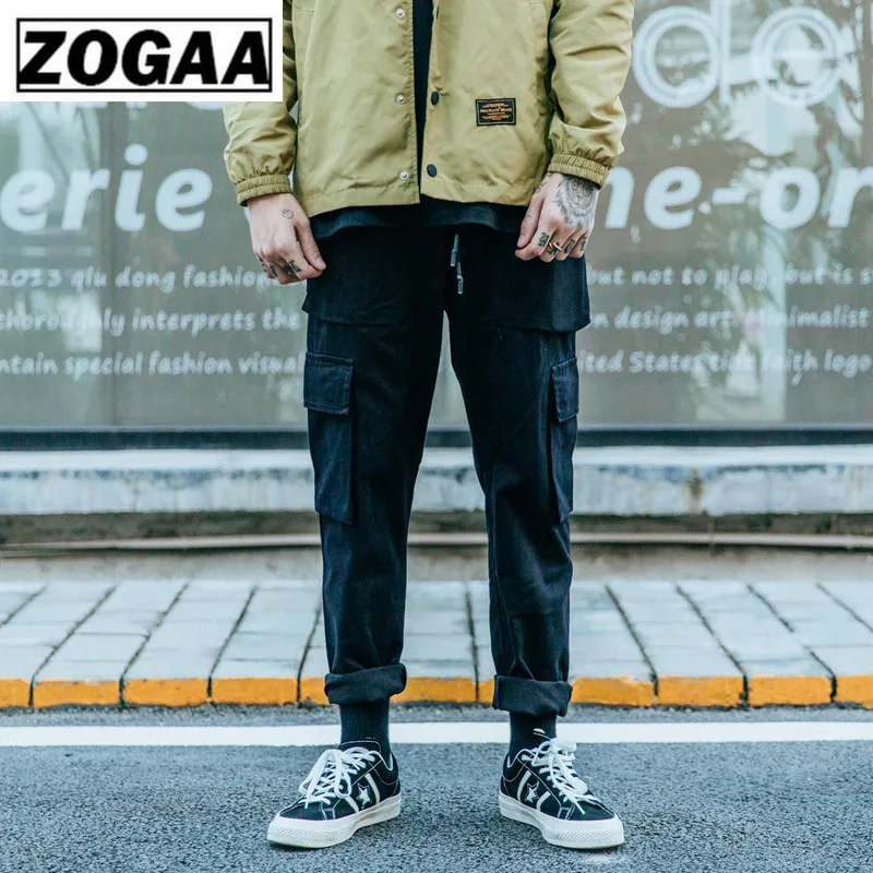 ZOGGA Spring Solid Casual Male Full Length Cargo Pants High-quality 100%cotton Mid-Waist Men Pants Without Fade/Shrink/Pilling