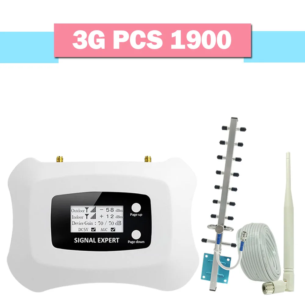 

Walokcon 3G Internet Signal Booster PCS 1900 Cellular Signal Ampilifer 70dB Gain LCD Display 3G 1900 Mobile Phone GSM Repeater