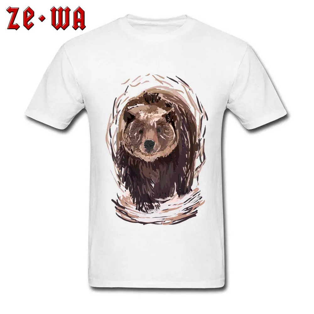 calm bears Classic Normal Top T-shirts Round Neck 100% Cotton Short Sleeve Tops Shirt for Men T Shirts April FOOL DAY calm bears white