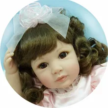 SanyDoll 20 дюймов см 50 см baby reborn силиконовые куклы детские игрушки Мода розовое платье принцессы волосы девочка подарок к празднику