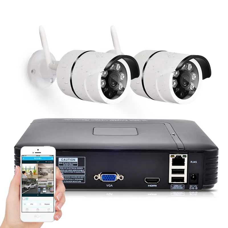 4CH Беспроводной NVR комплект камеры безопасности системы 720P FHD IP66 WIF открытый с водонепроницаемой инфракрасной системой ночного видения мониторинга