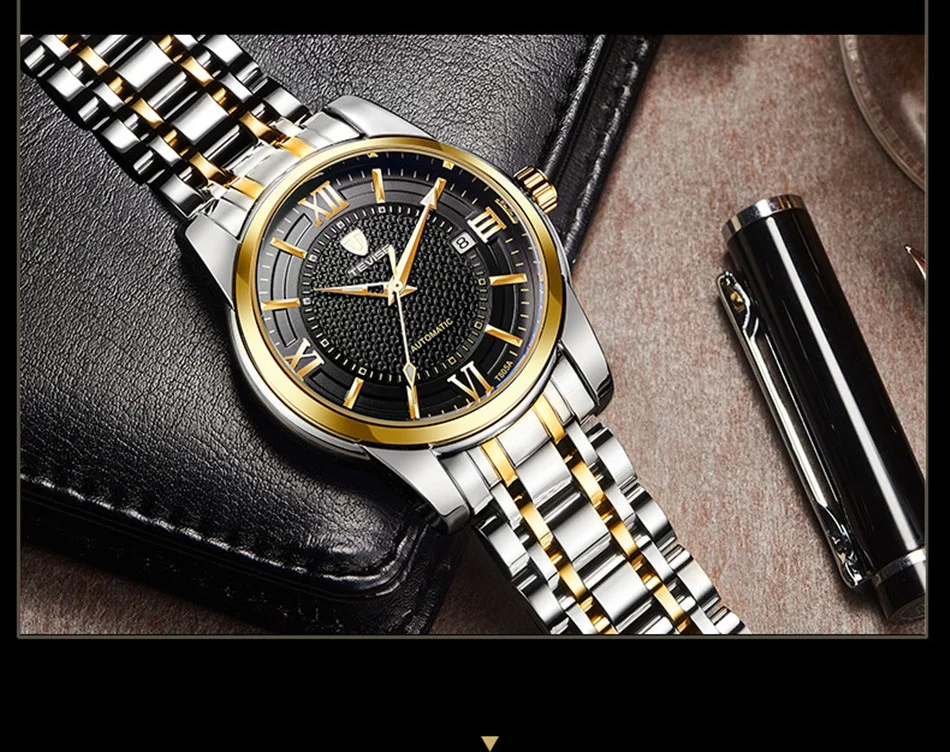 Роскошные брендовые TEVISE мужские деловые часы автоматический механический календарь часы Стальные водонепроницаемые светящиеся повседневные мужские наручные часы