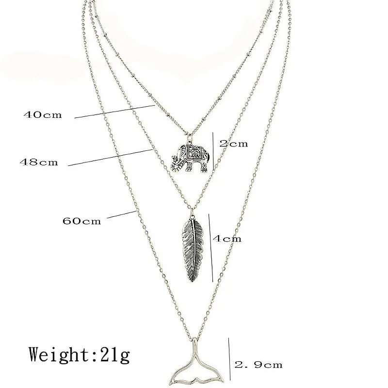 Bohemia-Women-s-Fashion-Vintage-Elephant-fish-tail-Multilayer-Necklace-Pandant-feather-Pendants-Party-Dress-Jewelry